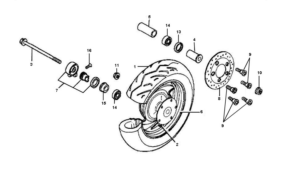 Roue avant Sym Jet Euro-X 2 temps