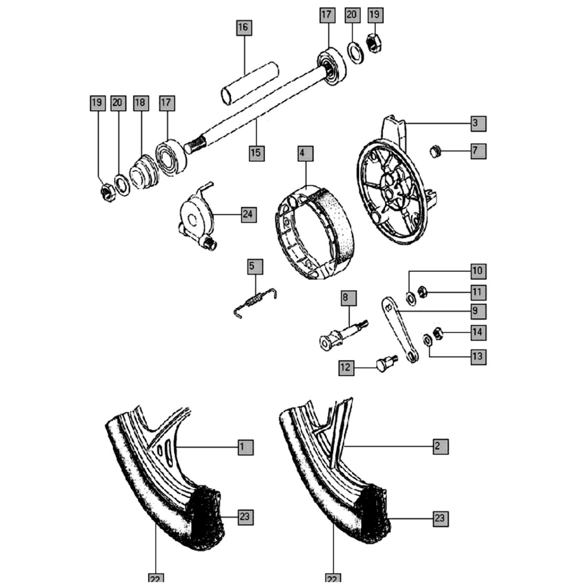Voorwiel oud Tomos LUXE E-START EX (25-45KMH)