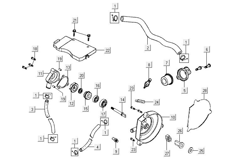 Pompe à eau Kymco Super9 2t lc o.m noir mat-argent