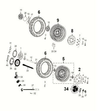 Wheels Peugeot Django 125 EFI E5 2021-2022