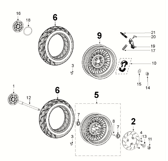 Roues Peugeot Django 4 temps E5