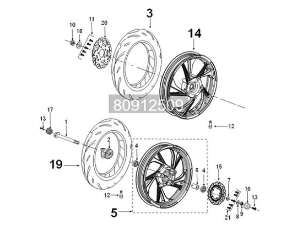 Wheels Peugeot Tweet 125i E5 FL 2023-2025