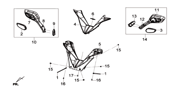 Caches de guidon - Rétroviseurs Sym Joymax 125i 4T LC ABS blanc (WH-300P)