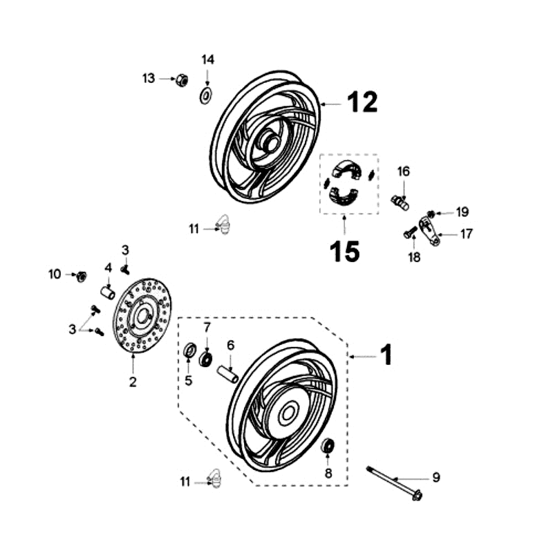 Roues - Disque de frein D155 Peugeot V-clic Gris argent