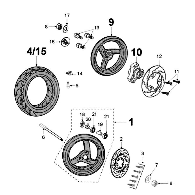 Roues Peugeot Jet Force LC Injection Rouge