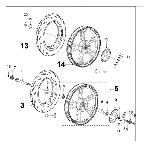 Roues Peugeot Tweet 125 E3 2010-2013