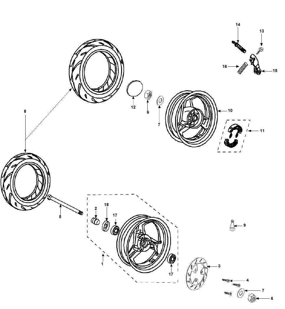 Roues Peugeot Vivacity 3 2 temps