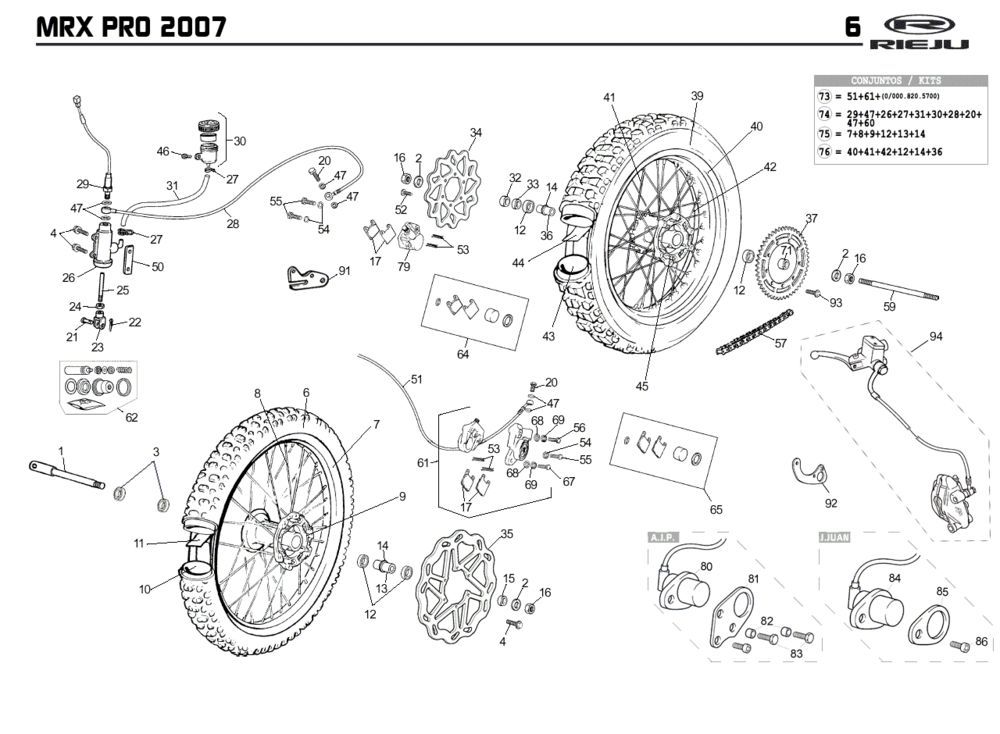 Roues Rieju MRX pro r-green 2008 2 temps