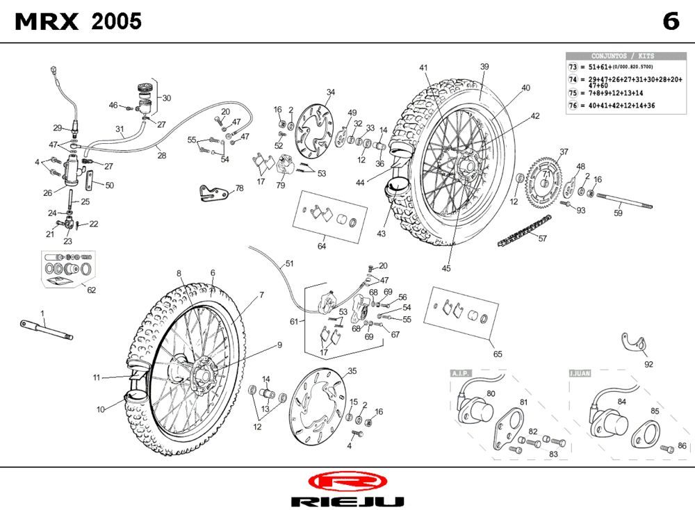 Roues Rieju MRX rouge 2006 2 temps