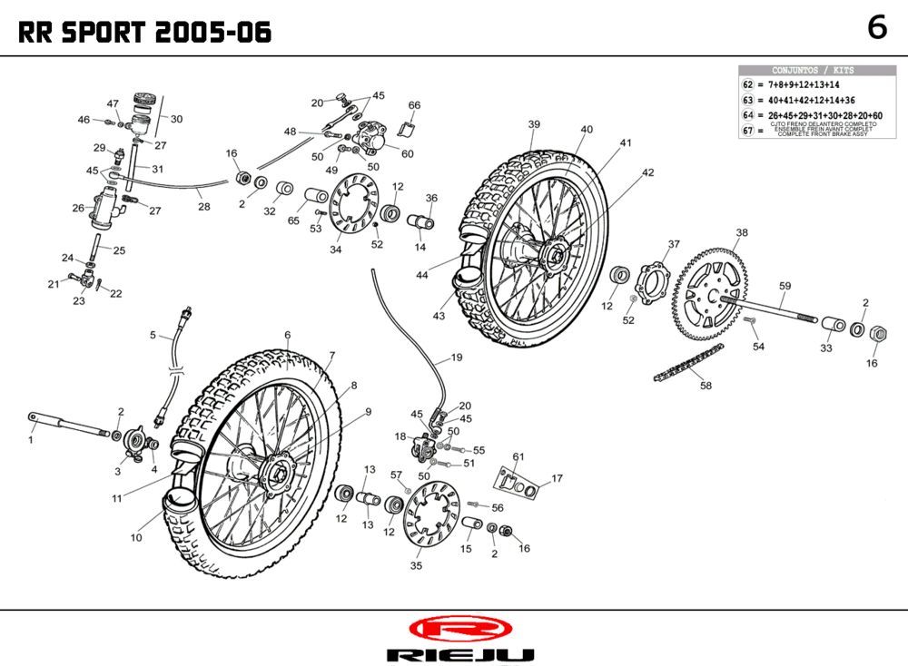 Roues Rieju RR rouge 2007 2 temps