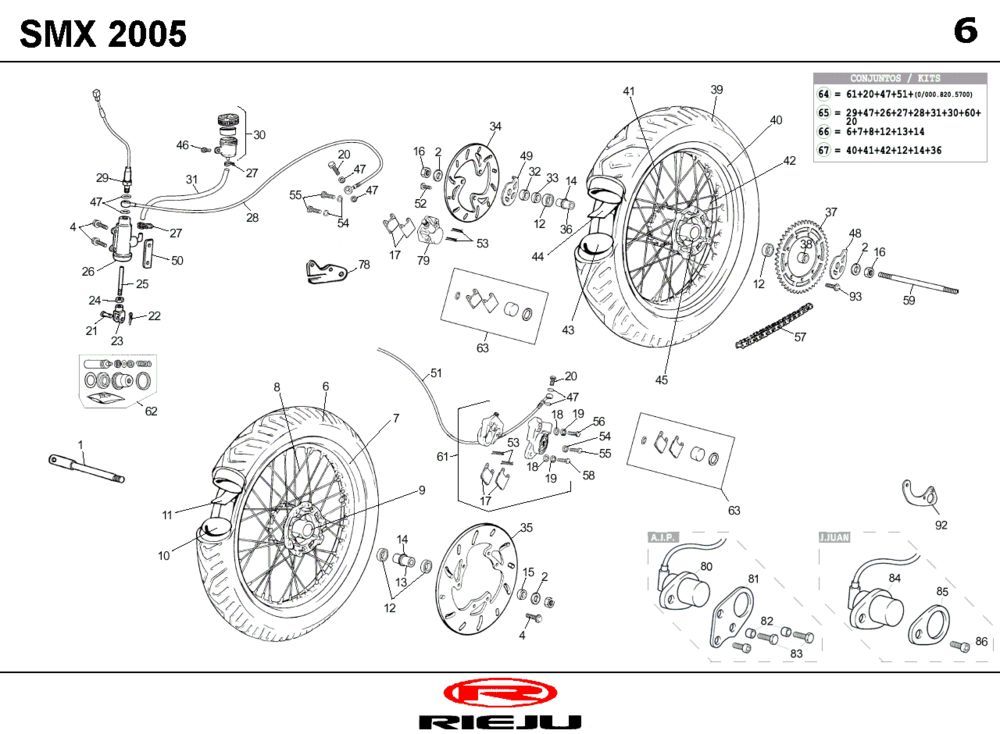 Roues Rieju SMX rouge 2006 2 temps