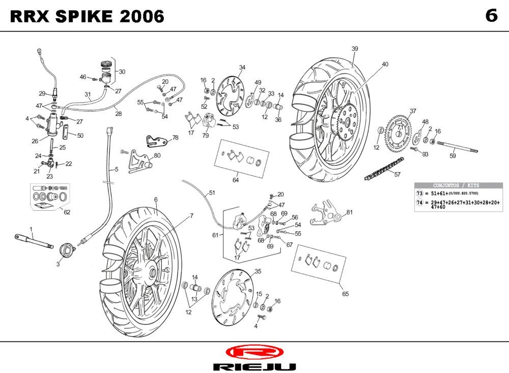 Roues Rieju Spike-X rouge 2008 2 temps