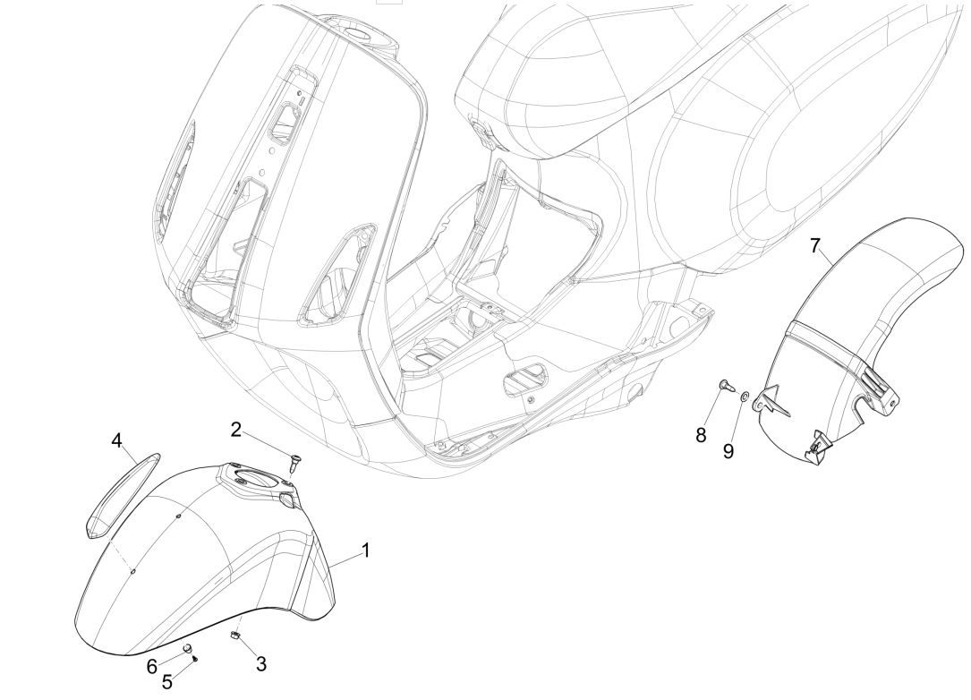 Espace de roue - Garde-boue Vespa Primavera 125 4T 3V IE ABS
