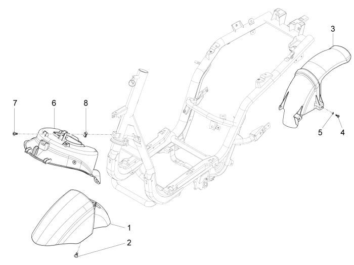 Garde-boue Piaggio New Fly 4 temps 2 soupapes noir 98/a