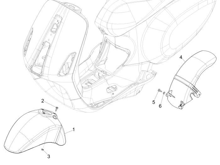 Garde boue avant Vespa Sprint 4 temps 2 soupapes dragon rouge 894