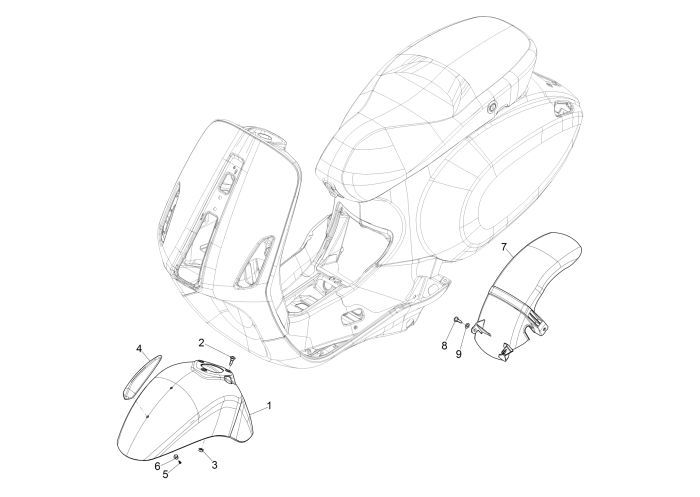 Garde boue avant Vespa Primavera 4 temps 3 soupapes (injection euro4 iget) Red Must 880/A