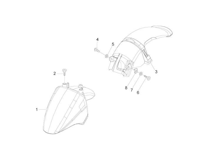 Garde boue Piaggio Zip 2000 2 temps AC rouge 894