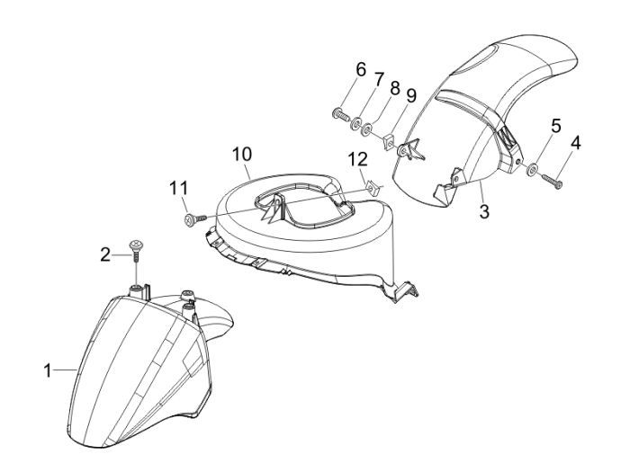 Garde boue Piaggio Fly 2 temps bleu minuit 222