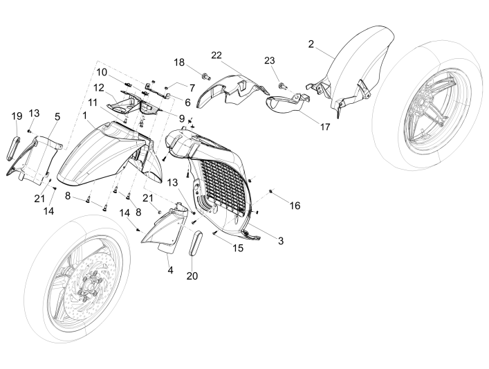 Wheelspace - Garde-boue Piaggio Beverly 350 E3 Sport Touring 2013-2014 blanc 595