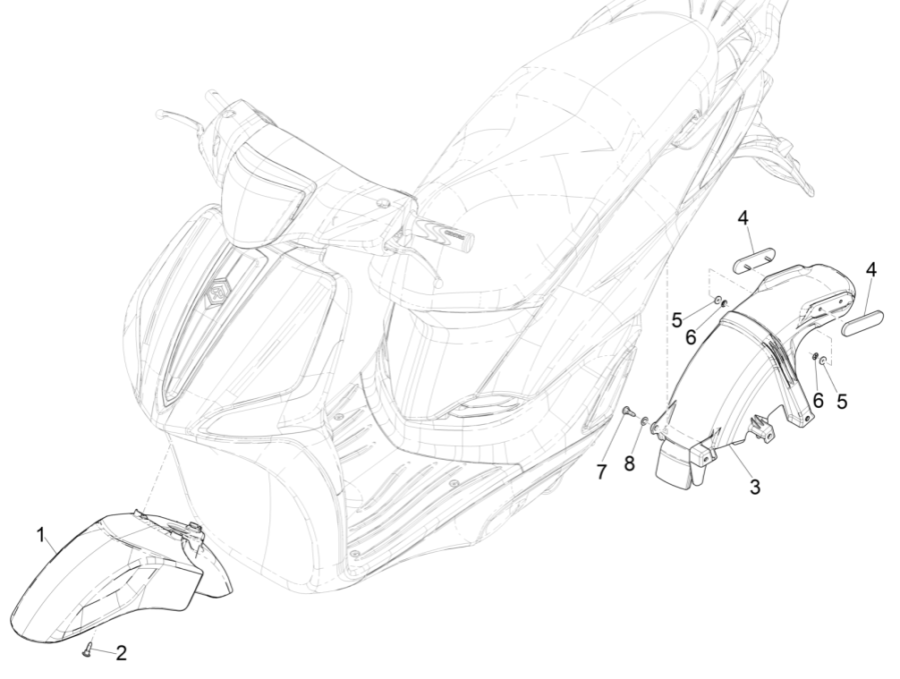 Espace de roue - Pare-boue 4 temps Piaggio Liberty 50 (IGET euro 50)