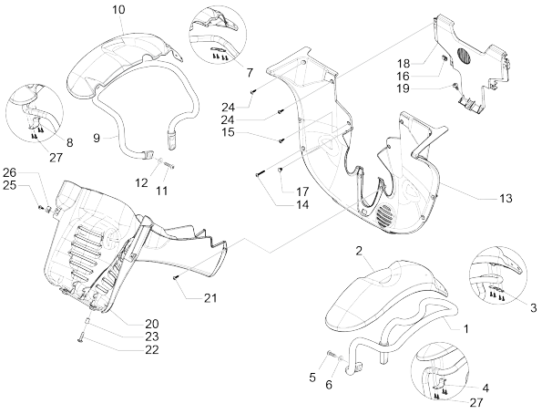 Espace de roue - Garde-boue Piaggio MP3 500 LT Sport 2014-2016