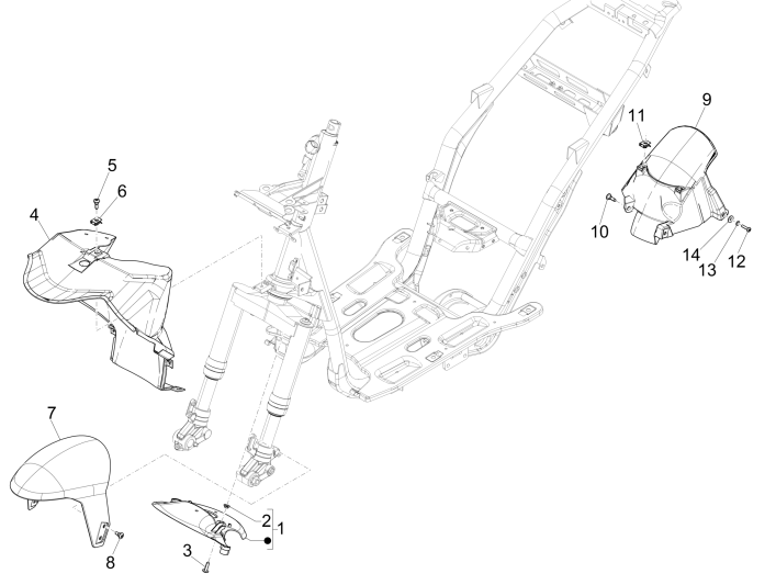Espace de roue - garde boue Piaggio NRG Power DD 2007-2017 noir météore 94/A