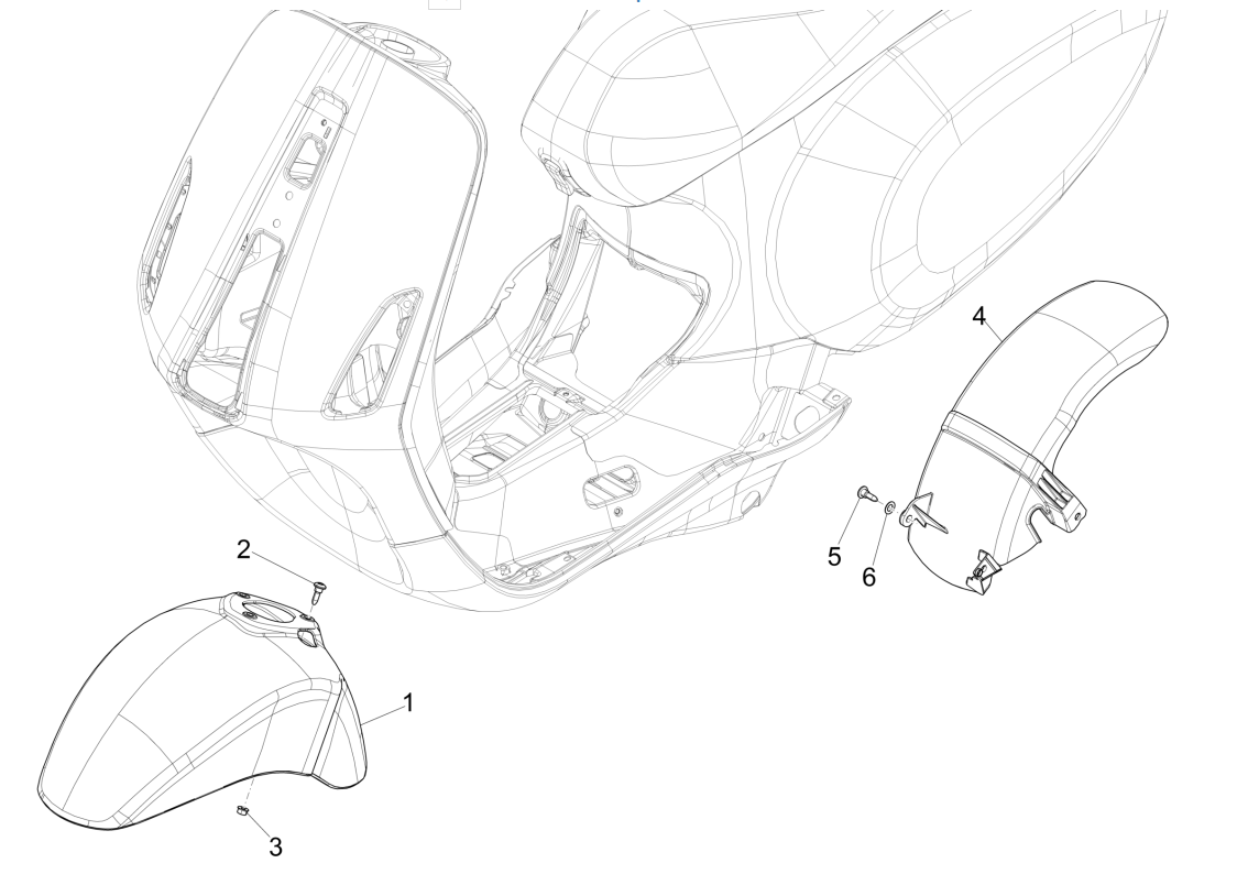 Salle des roues - Garde-boue Vespa Sprint 4 temps 3 V (injection euro4 IGET) Orange 890/A