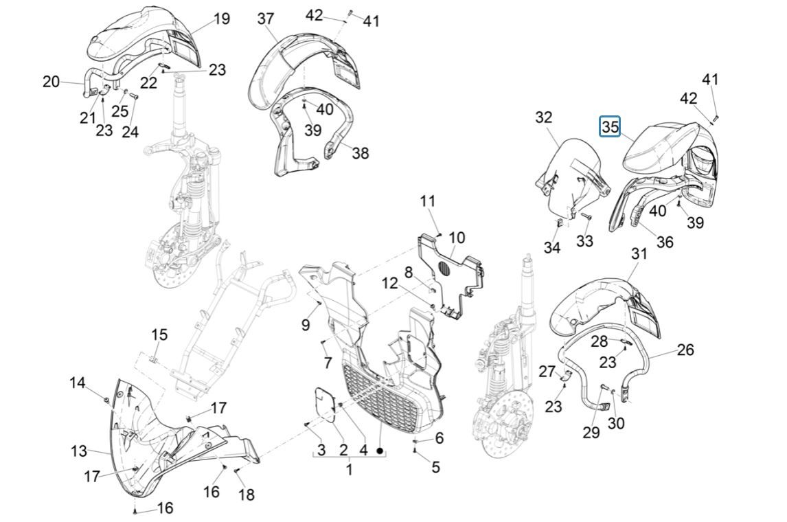 Espace de roue - Piaggio MP3 300 HPE/300 HPE SPORT E5 ABS 2020-2022 (EMEA)