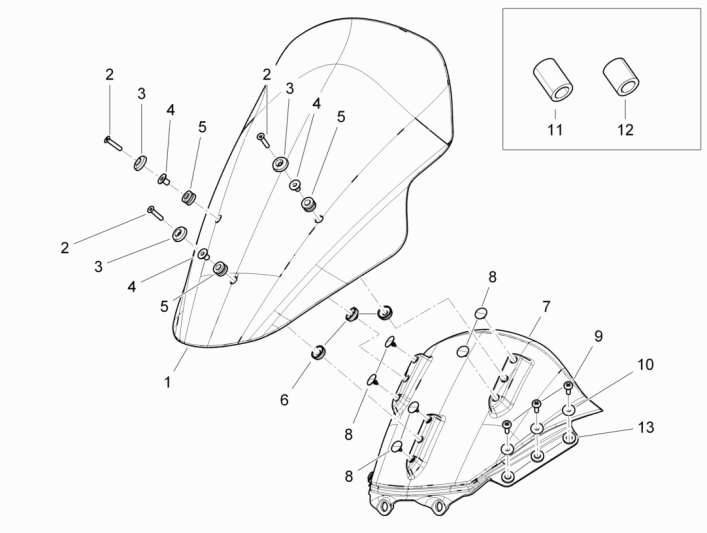Pare-brise - Vitres Piaggio MP3 300LT Sport 2009-2014 brume grise 773/B