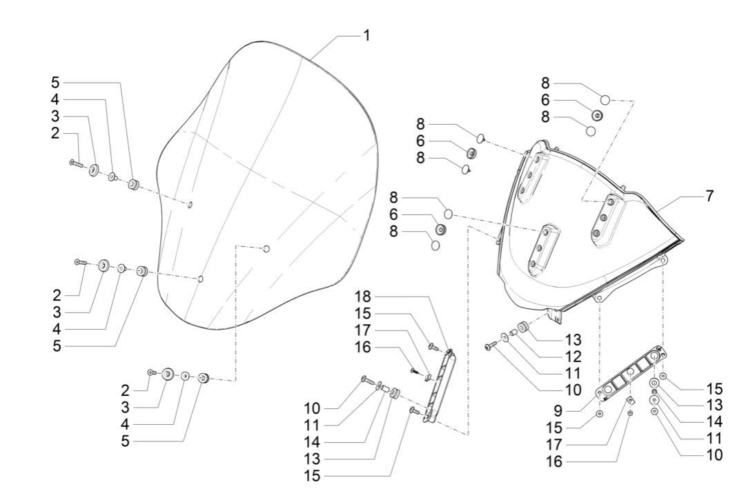 Pare-brise Piaggio MP3 300 ie E4 LT BUSINESS - SPORT NOABS-ABS 2016 - 2018 (EMEA)