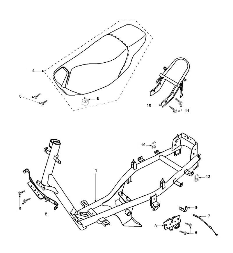 Cadre de selle Peugeot Speedfight 2 LC E2 2 temps