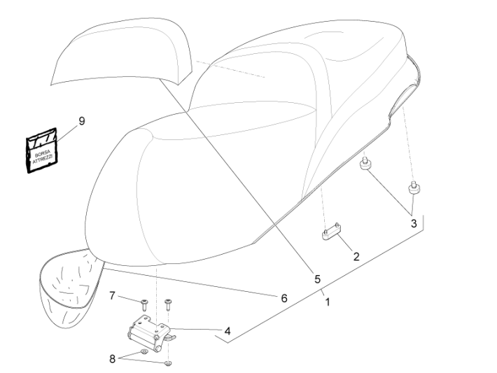 Selle - Seat Piaggio Beverly 350 E3 Sport Touring 2013-2014 bleu nuit 222/A