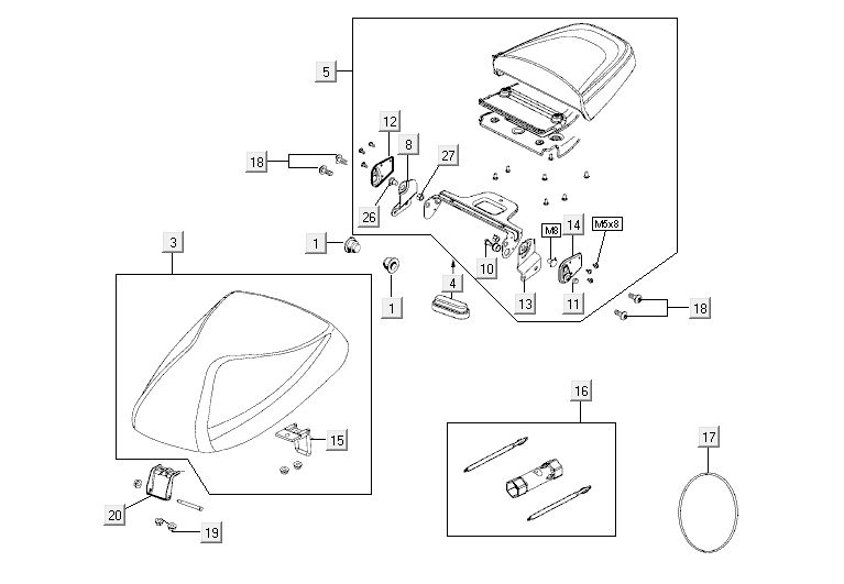 Selle Kymco Agility 10' 4 temps blanc argent