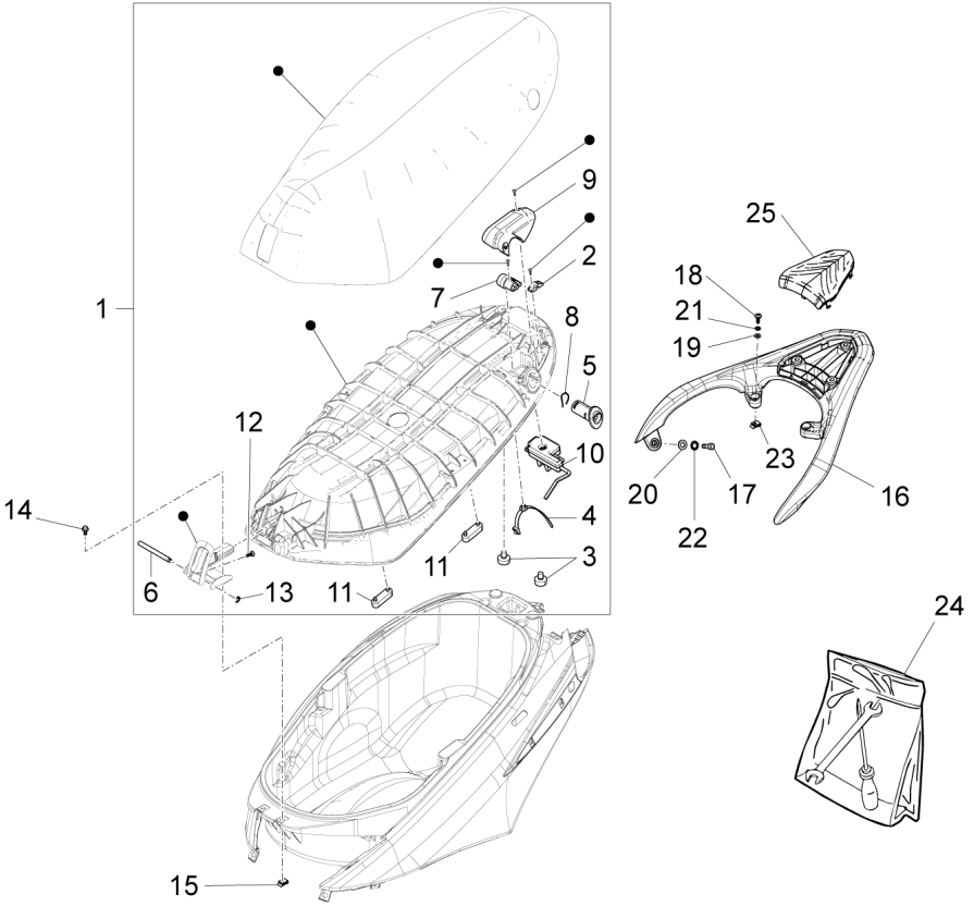 Selle/Selles Piaggio Fly 125 4 temps 3V IE E3