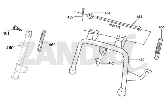 Béquille centrale latérale Santini Capri rouge