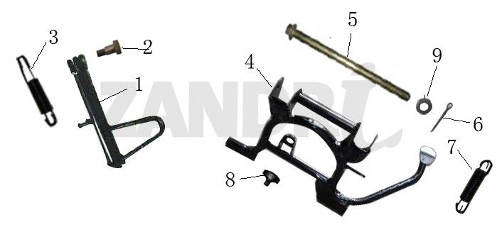 Béquille centrale latérale BTC Grande Retro GT1 smokey