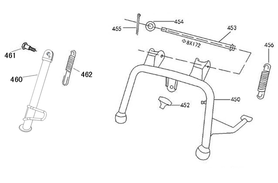 Béquille latérale centrale Wangye HT50QT-12 bleu foncé