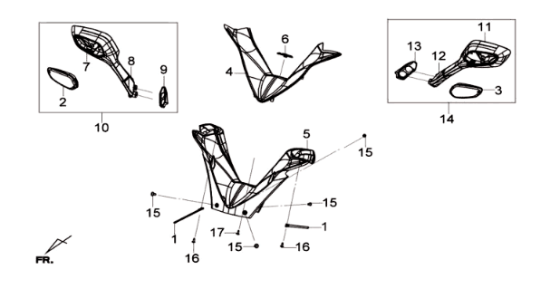 Caches de guidon - Rétroviseurs Sym Joymax 125i 4T LC ABS argent (S-7S)