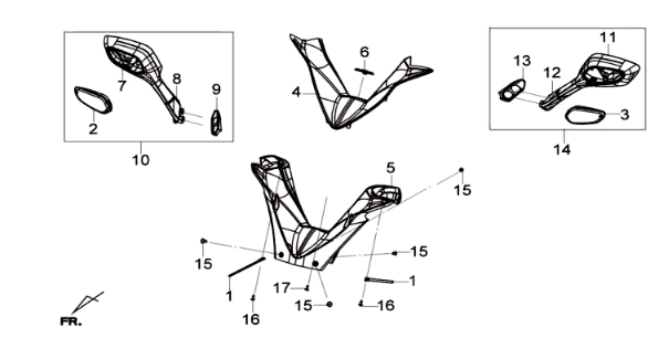 Kit couvre-volant + rétroviseur Sym Joymax 125I ABS noir (BK-231S)