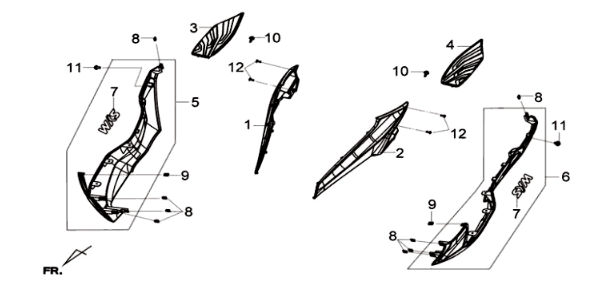 Placage 2 Sym Joymax 125I ABS noir (BK-213S)