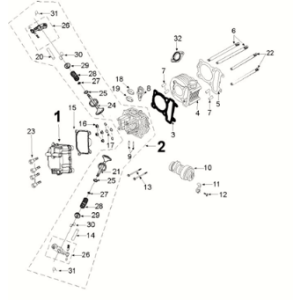 Cylinder head-cylinder Peugeot Django 125 EFI E5 2021-2022