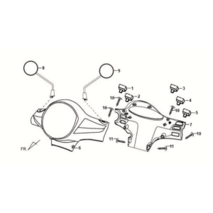 Couvre-phares, compteurs et rétroviseurs Sym Fiddle II 125S