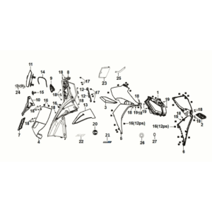 Capot avant - boîtier intérieur Sym Jet 14 50I E5 Green (GNR-5605U)