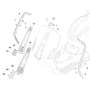 Plaque avant Vespa Sprint 4 temps 3V (injection euro4 IGET) grise Titanio 707/C