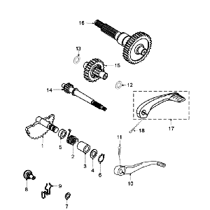 Arbres de transmission - Kickstarter Peugeot Fox rouge