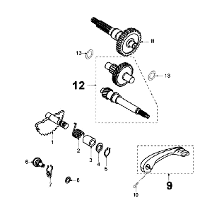 Arbres de transmission - Kickstarter Peugeot Ludix 10 Noir