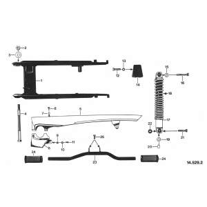 Bras oscillant - Protège-chaîne - Amortisseur Zundapp GTS 50 529-020 à 029
