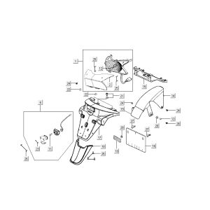 couvre feux arrière Kymco Grand Dink 2 temps Silver