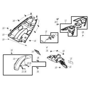 Feu arrière+capot Kymco Super 8 Street 4 temps bleu