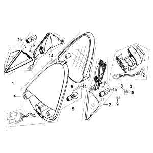 Feu arrière Generic Xor noir 2006 2 temps